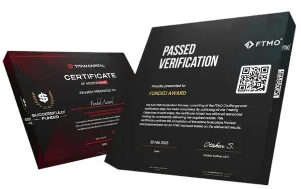 תעודות זכוכית מ-Funded Award - פלאק מקצועי לסוחרים ממומנים